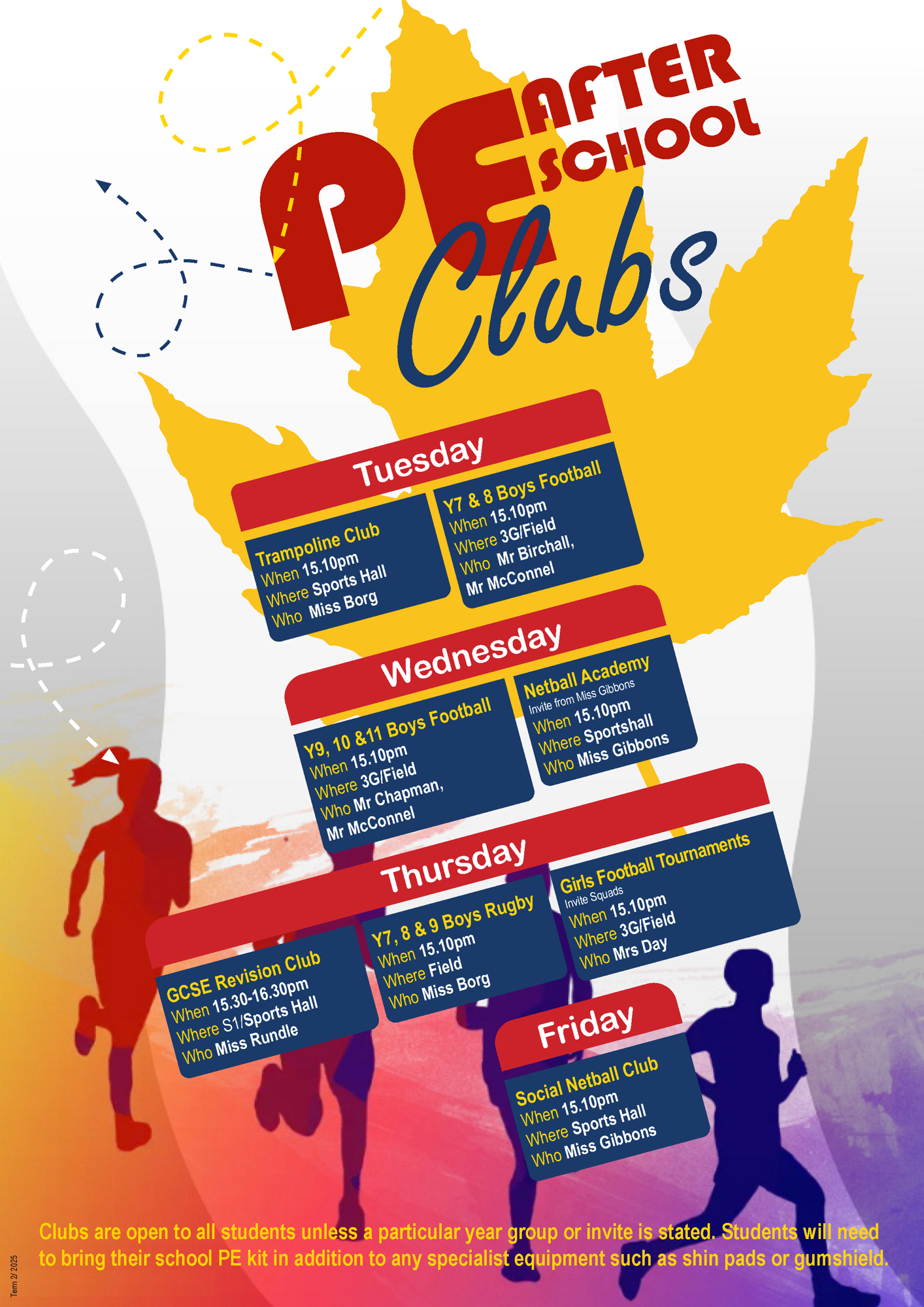 After School Clubs PE   T2 25